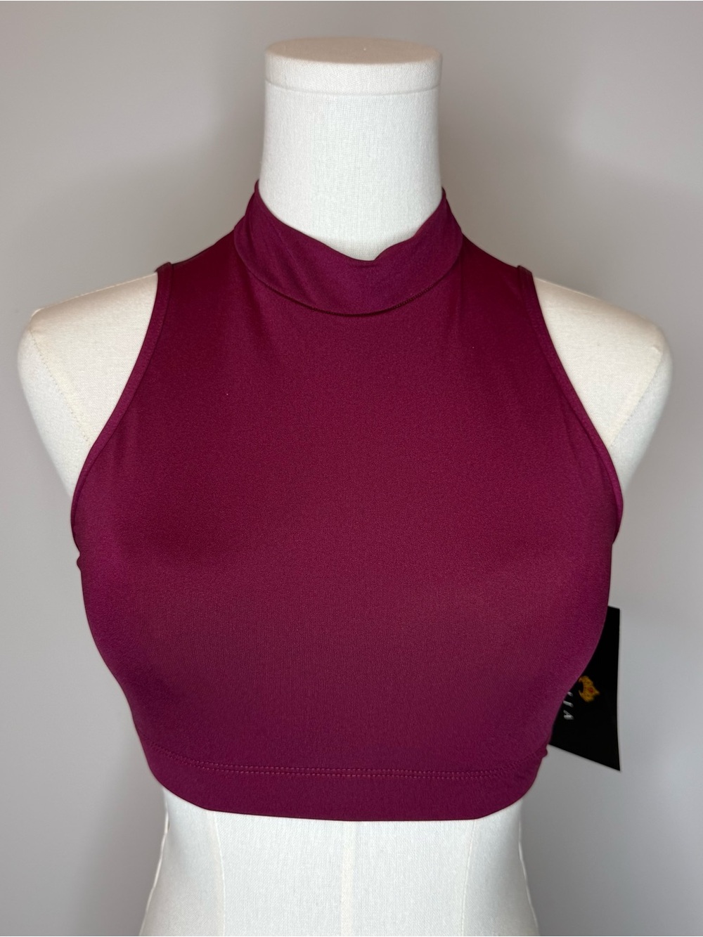 High Neck Crop Tank - Deep Burgundy